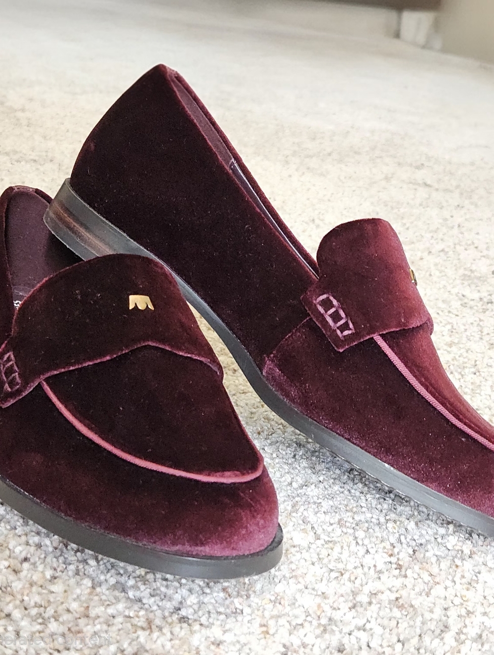 Women's Velvet Penny Loafers in Burgundy